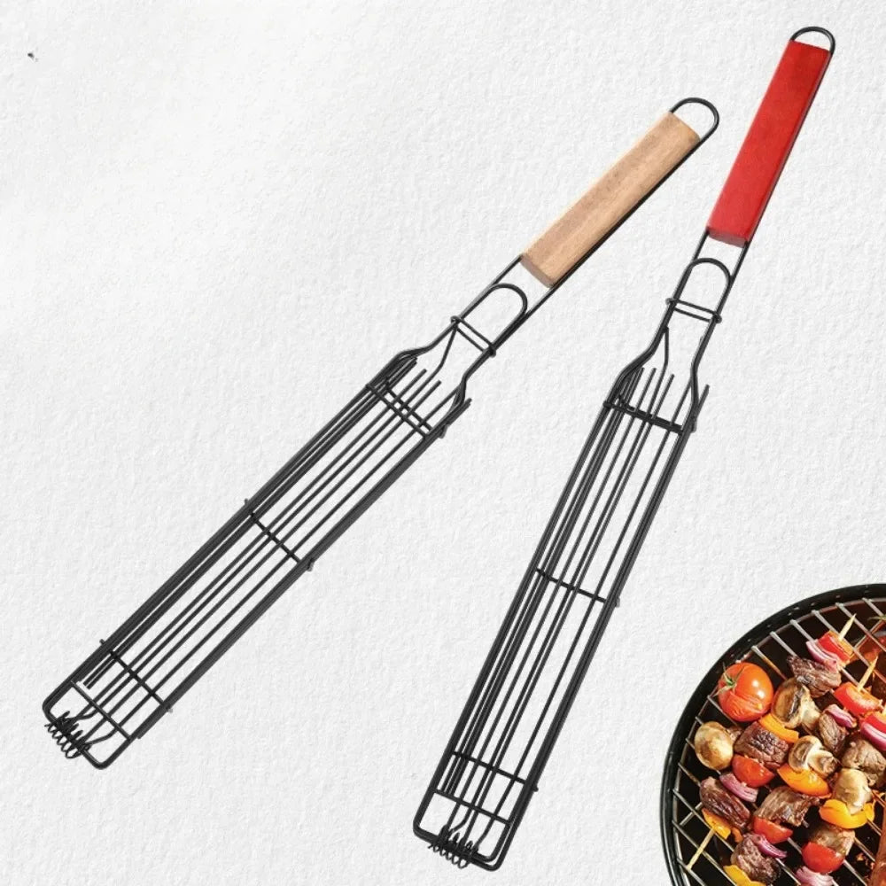 Barbecue Grill Stainless Steel Non-Stick Grill Basket with Handle 
BBQ, Roast Rack for Home Outdoor Picnic Kitchen Dining Tools