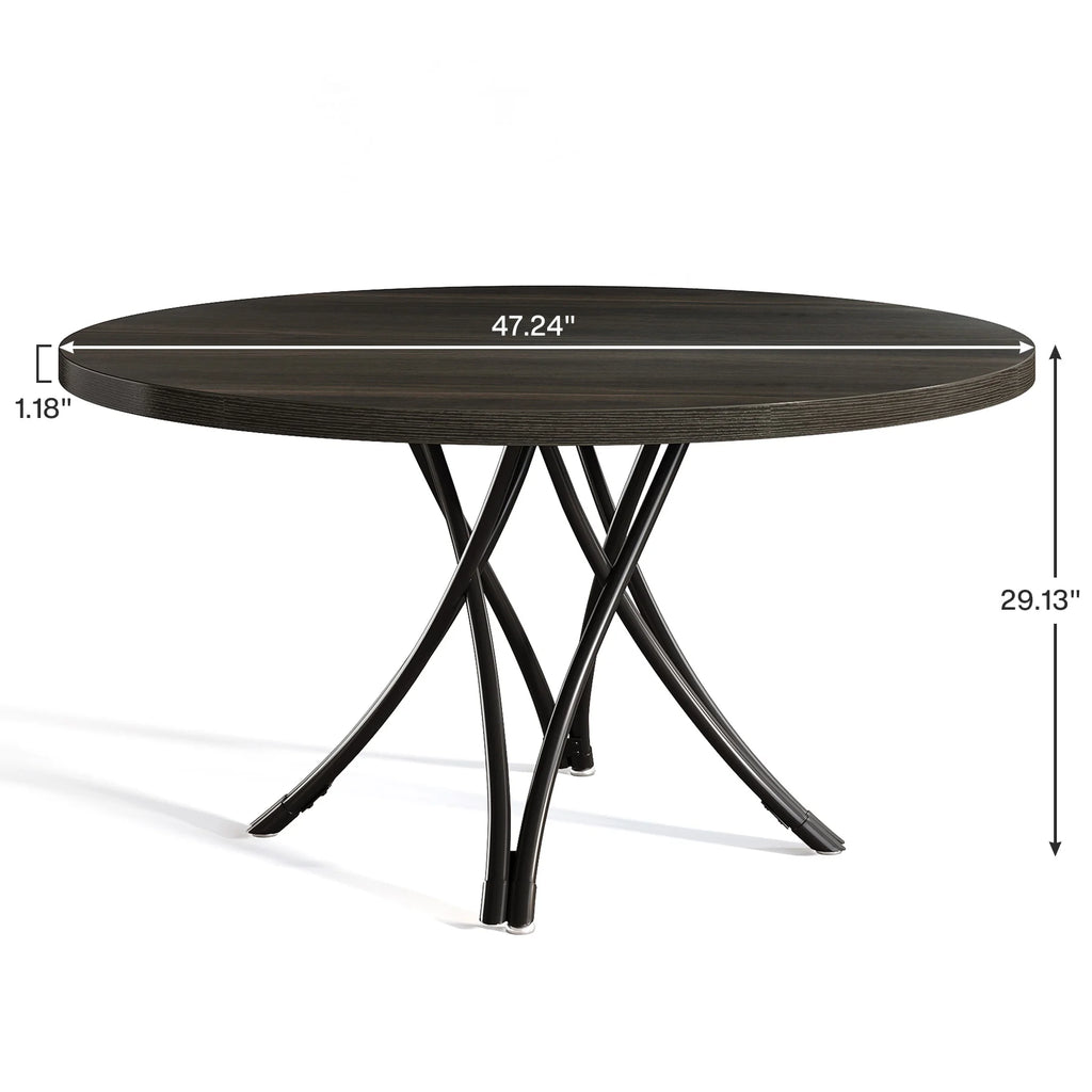 Tribesigns Round Dining Table for 4-6 People, 
47-Inch Farmhouse Dinning  Industrial Dinner Table