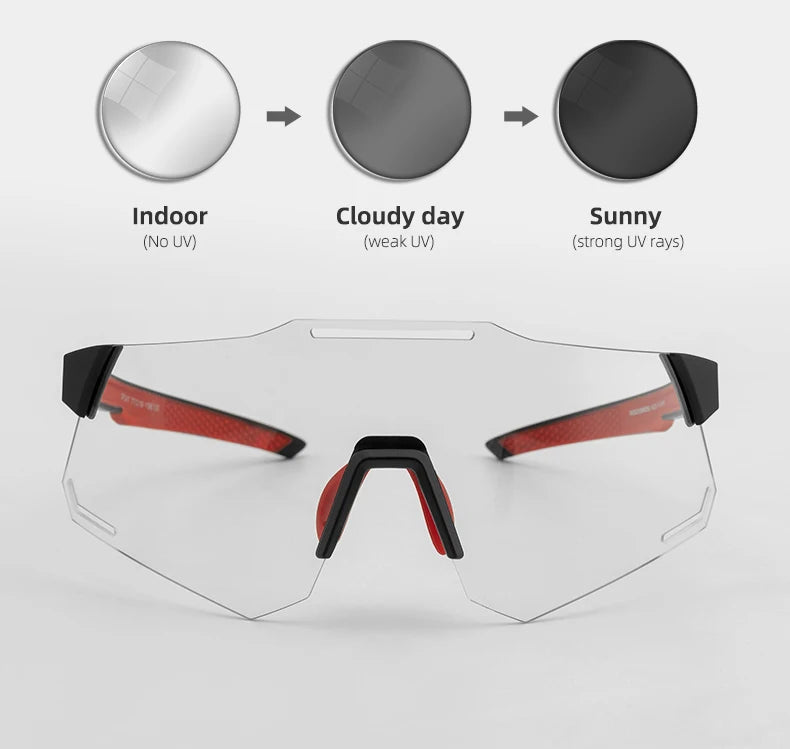 ROCKBROS Bicycle Glasses Polarized Photochromic Ultra-light Sunglasses Portable Comfortable Road Bike Eyewear Cycling Equipment