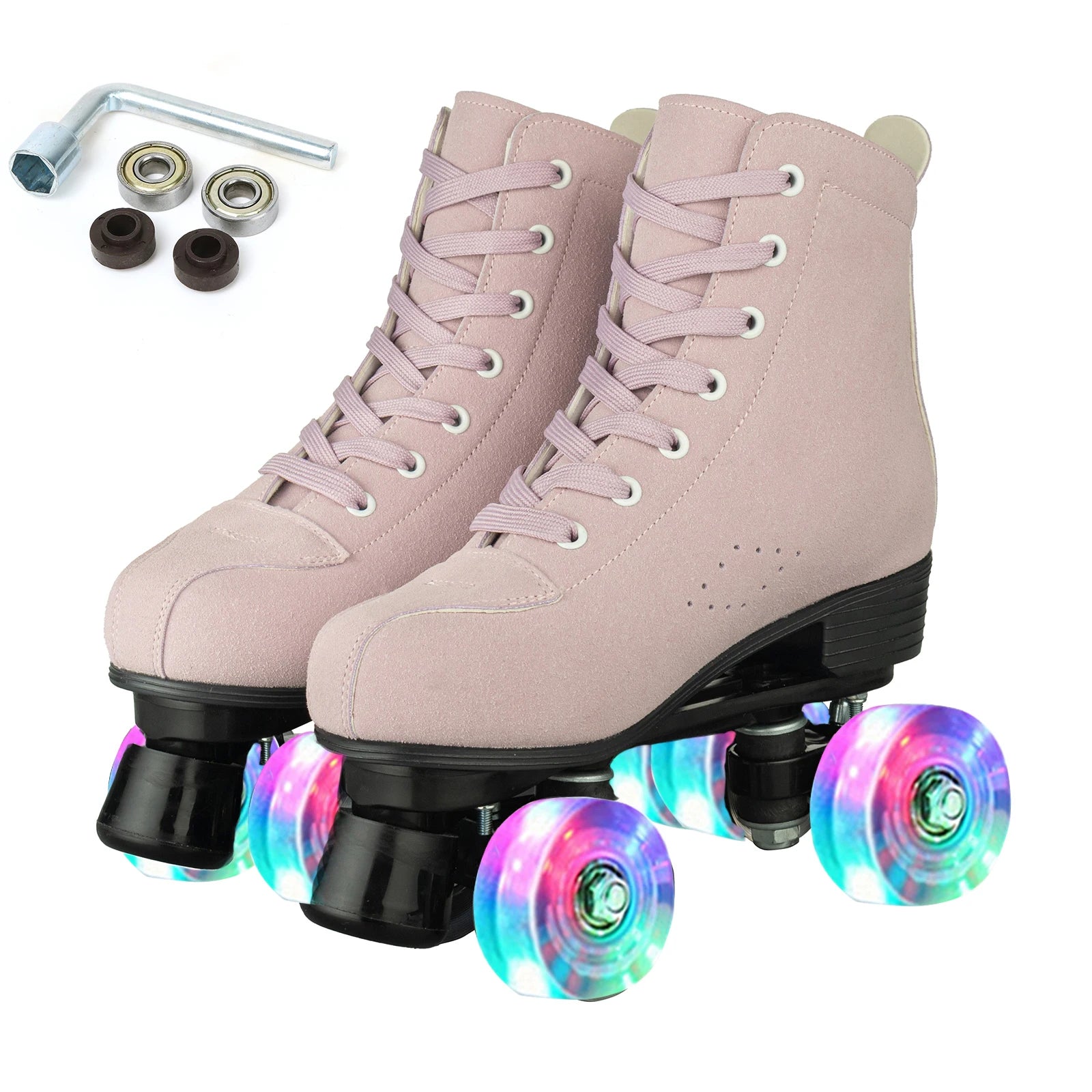 Size 35-45 Double Row Roller Skates 4 Wheels Flashing Skate Shoes For Women Girls Adult Outdoor Skating Training Quad Sneakers