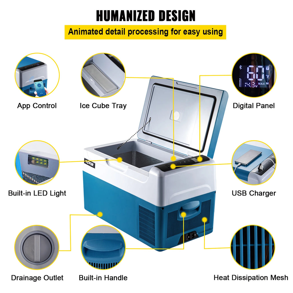 Succebuy 12V Portable Refrigerator, 
App Control(-4℉~68℉) Car  Electric Compressor Cooler