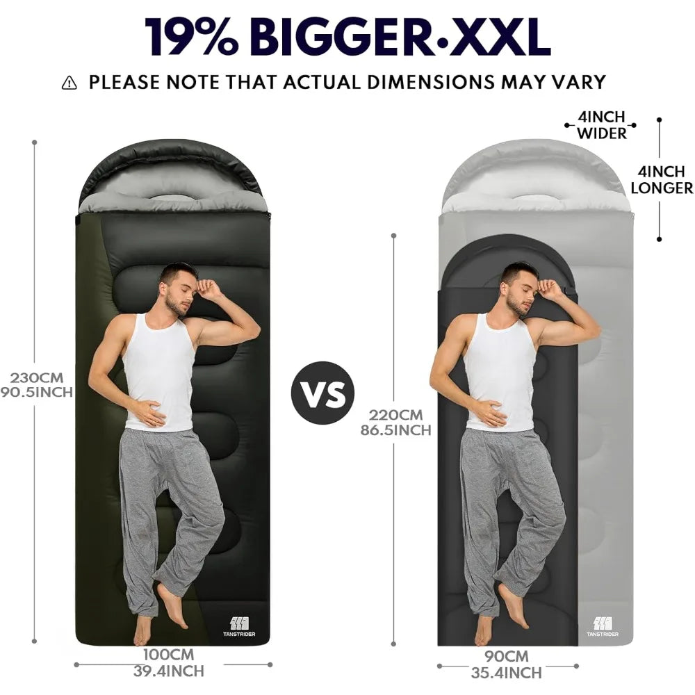 0 Degree XXL Winter Sleeping Bags for Adults Cold Weather,Camping Sleeping Bag for Kids with Compression Sack,4 Season Camping