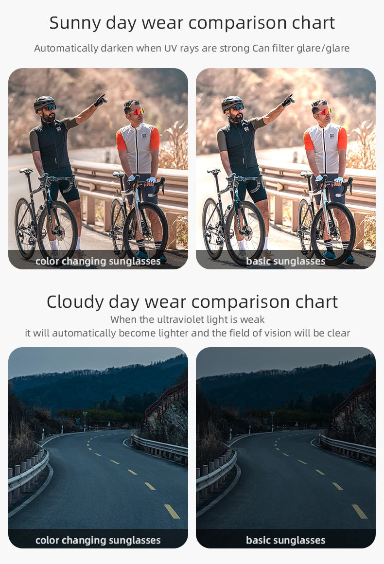 ROCKBROS Smart LCD Photochromic Glasses Cycling Polarized Glasses UV400 Electronic Rapid Color Change Sports Bicycle Goggles