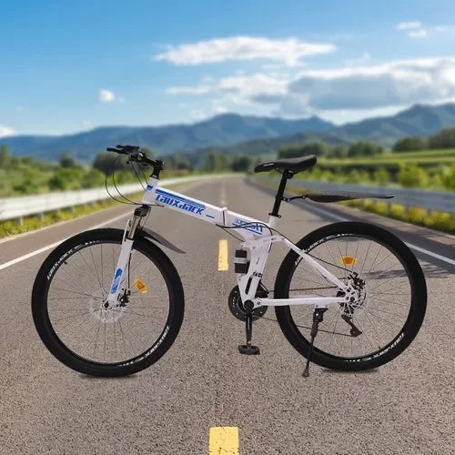26" Foldable Mountain Bike for Men - 
21-Speed All-Terrain Commuter with Dual Disc Brakes