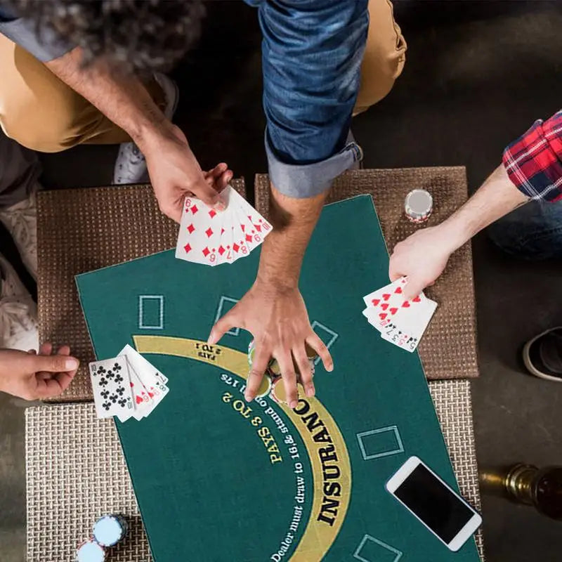 Double-sided Poker Layout Mat Blackjack and Texas Holdem Available Table Mat Craps and Roulette Table Felt Green Fabric Mat