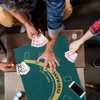 Double-sided Poker Layout Mat Blackjack and Texas Holdem Available Table Mat Craps and Roulette Table Felt Green Fabric Mat