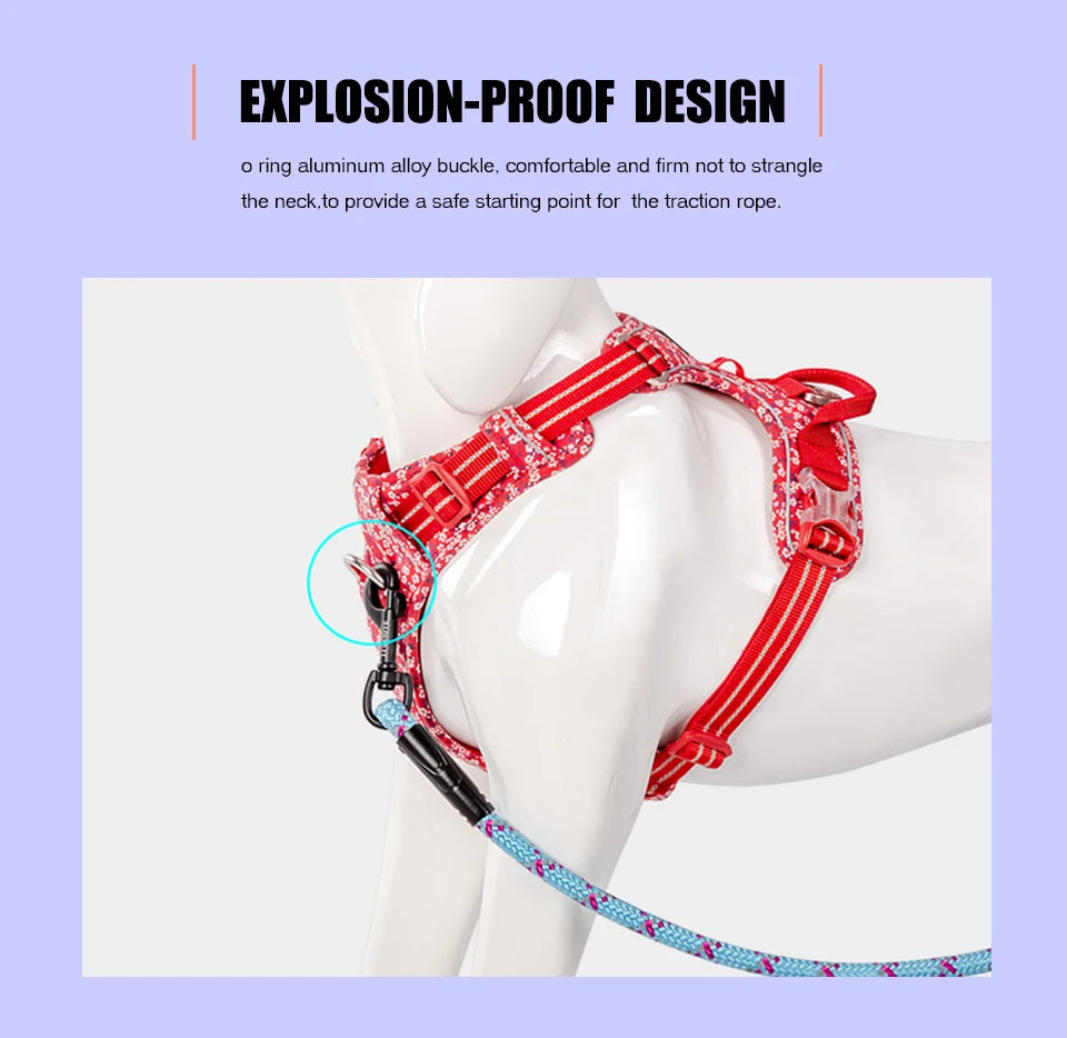 Truelove Pet Dog Harness Floral 
No Pull,      Cotton Fabric Breathable and Reflective Soft for Big ,Medium ,Small, Adjustable Vest
