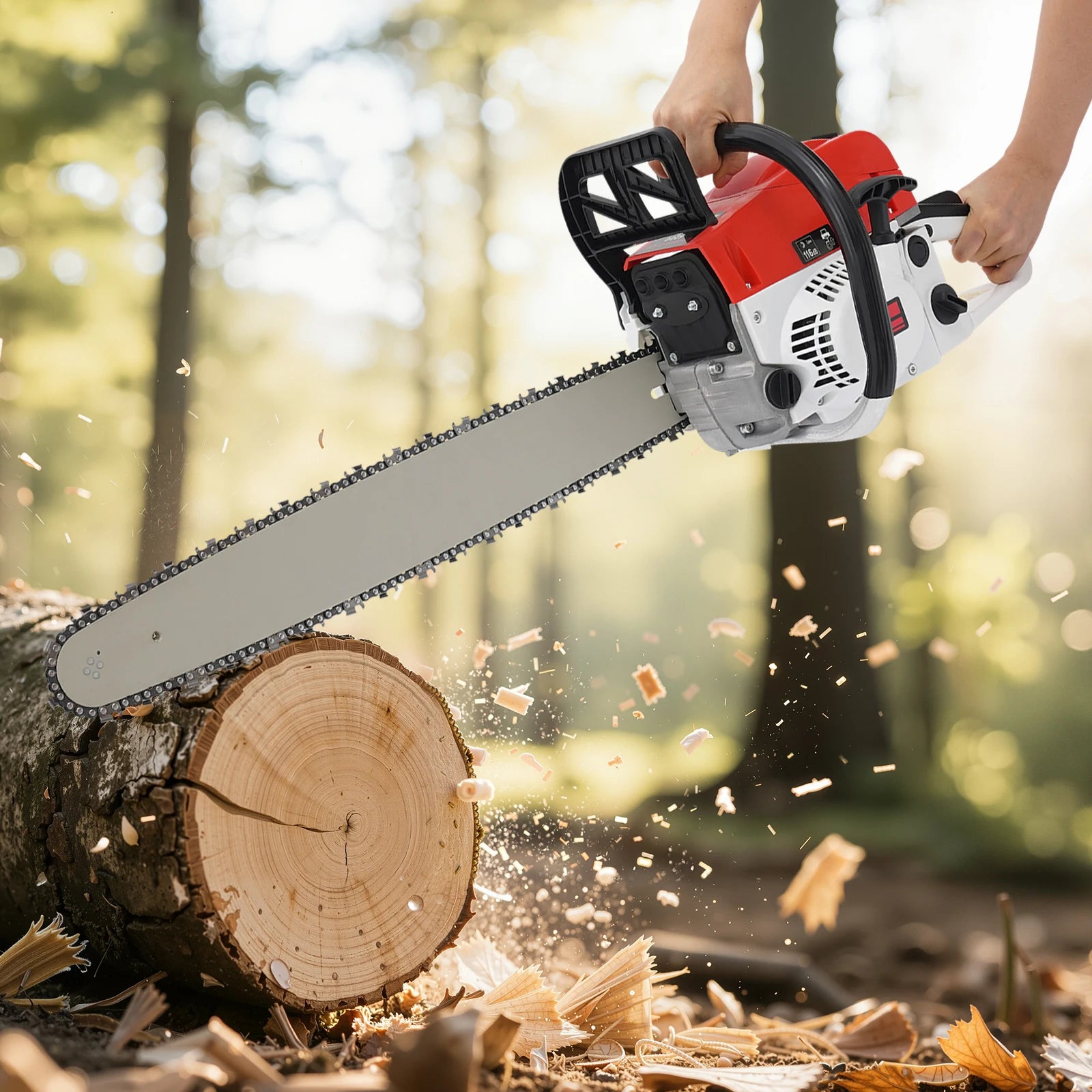 2 Stroke Gas-powered Chainsaw 52CC Gasoline Chain Saw Set Single Cylinder Air-cooled for Cutting Wood