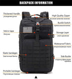 45L Man Tactical Backpacks Traveling  Outdoor 3P School Pack EDC Molle Pack