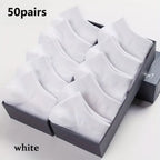 50 Pairs of Thin Black/white/gray Socks,
Solid Color Casual Socks,
 Suitable for Back To School Season, Daily Wear