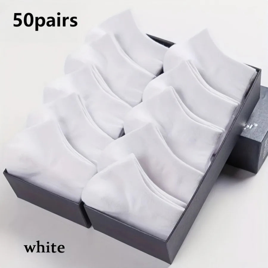 50 Pairs of Thin Black/white/gray Socks,
Solid Color Casual Socks,
 Suitable for Back To School Season, Daily Wear