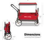 Convertible Stroller Wagon for Kids Ages 1-3, Red Toy Cart with Wheels for Outdoor Play and Beach Use