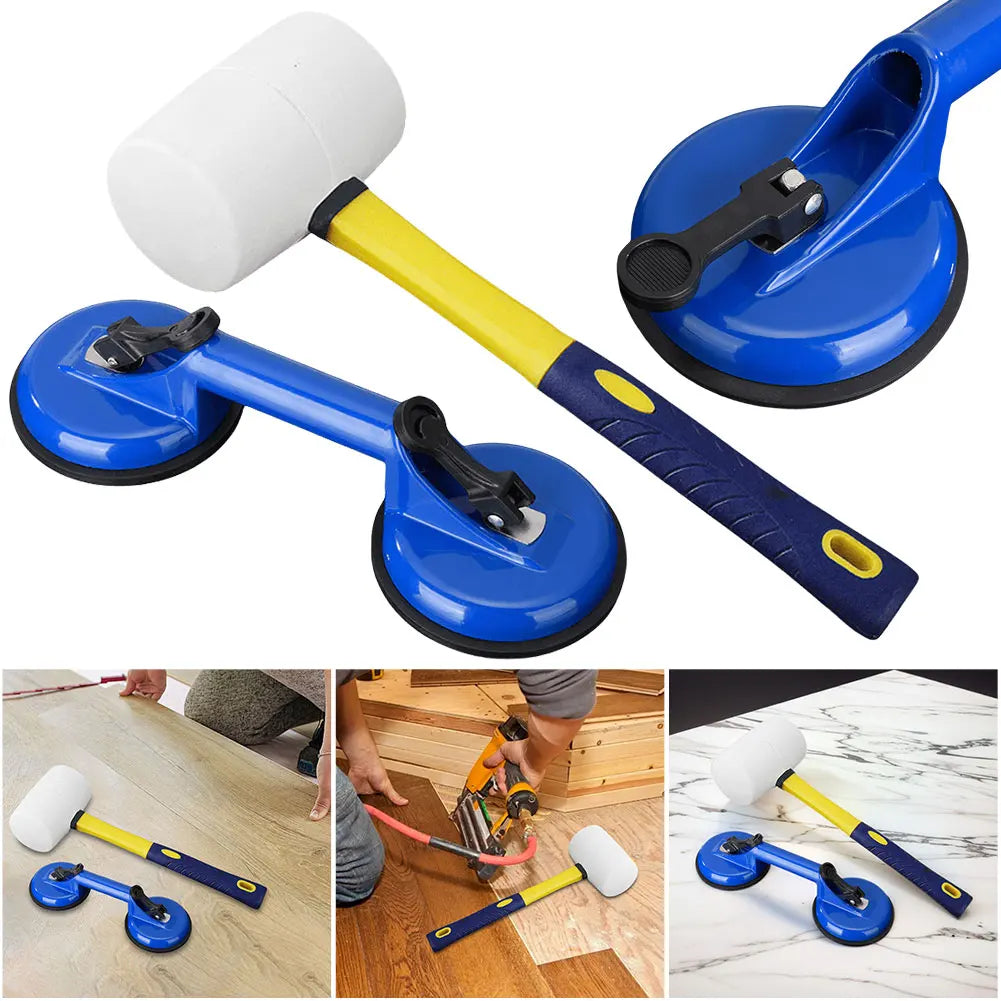 Floor  Fixer Tool---- Rubber Mallet Hammer 
Glass Suction Cups for Laminate Floor  Repair 
Can't Use on Scraped Surface Floor