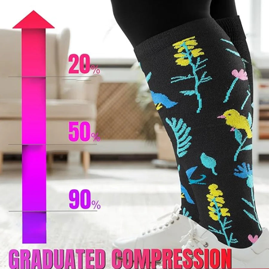 3 Pairs --- Extra Wide Plus Size.   
Compression Socks for Women and Women Mid-Calf Sports 
for Running, Cycling, and Travel