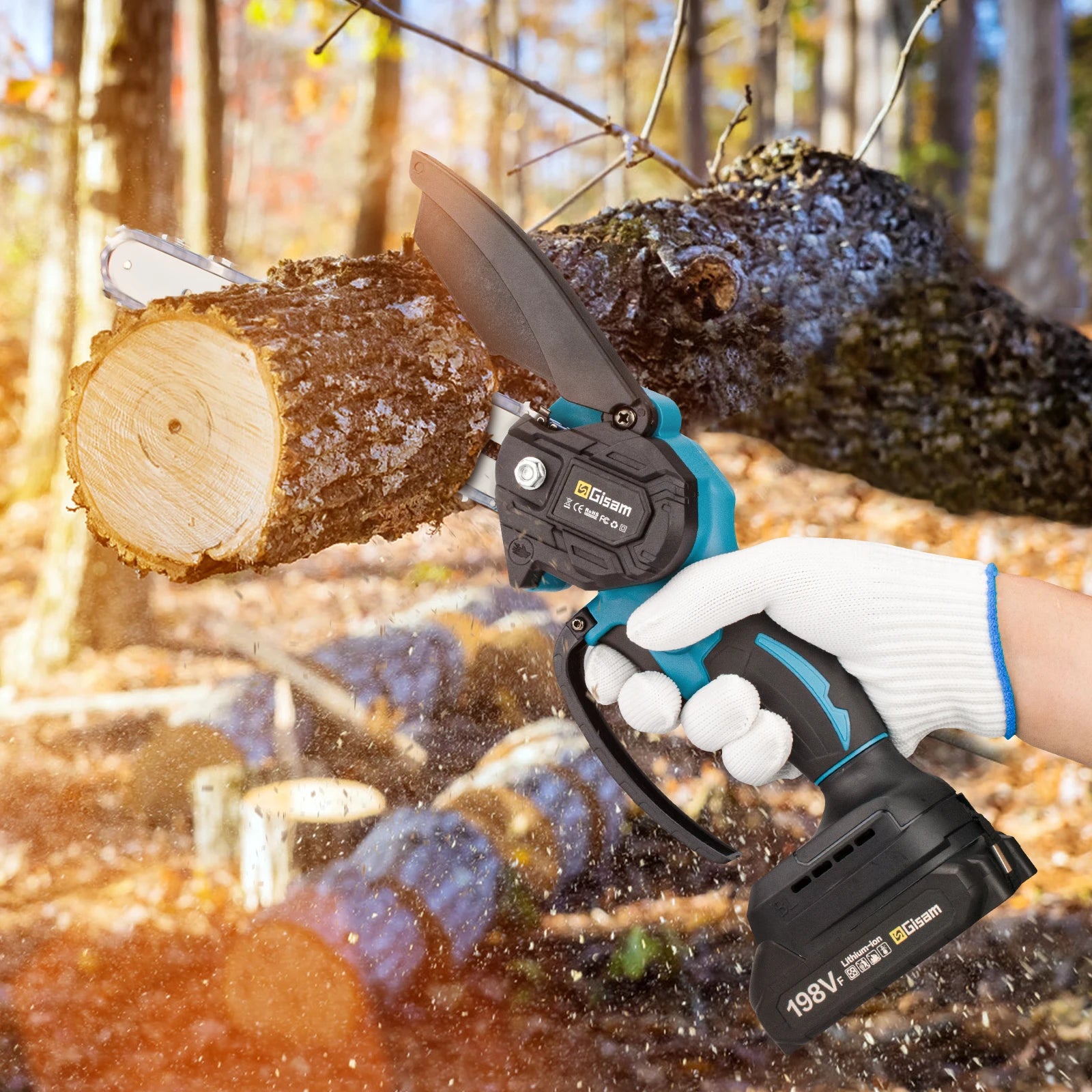 Gisam 8 Inch Brushless Electric Chainsaw
 Cordless Electric Saw Woodworking  
Cutting Tool Compatible with Makita 18v Battery Pin