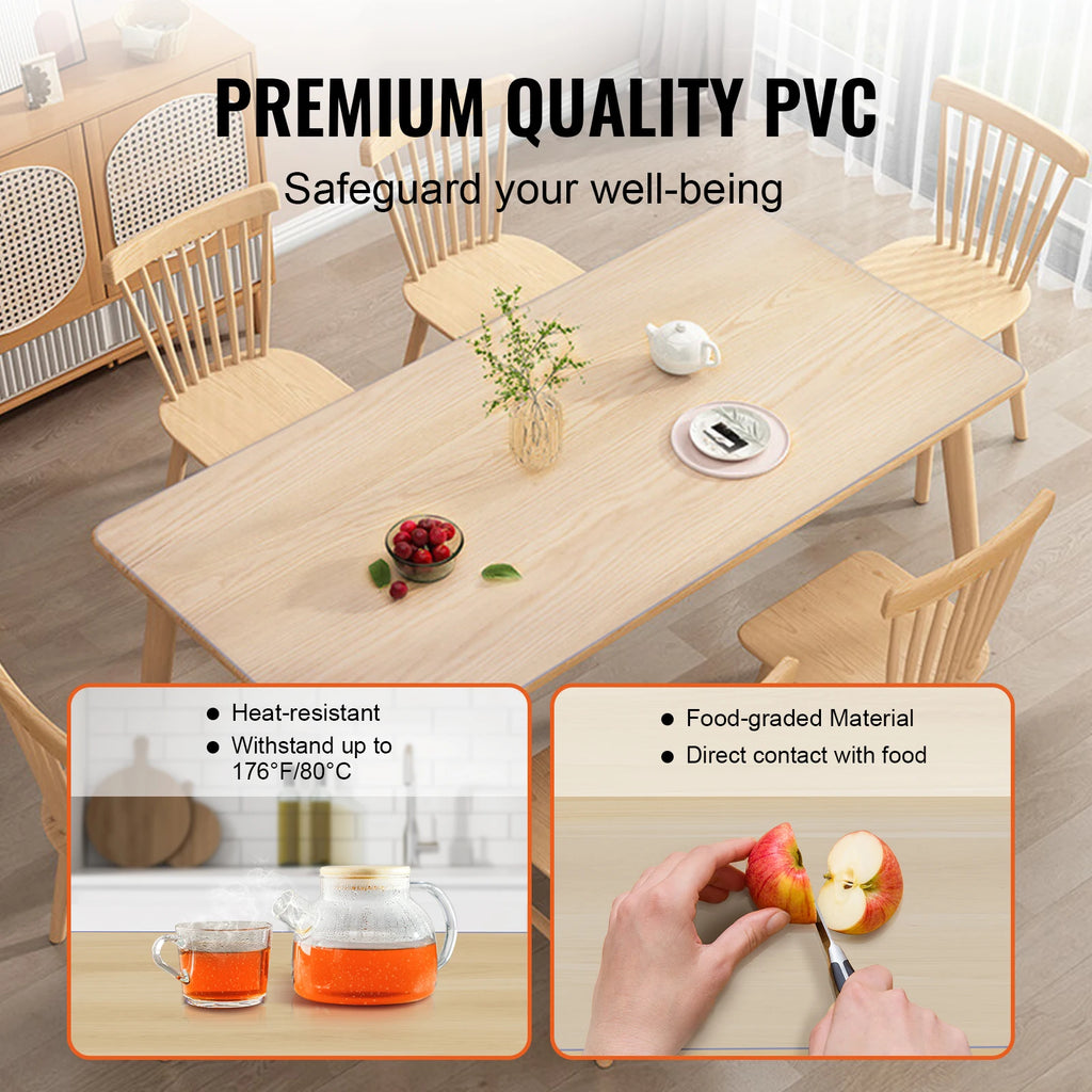 SucceBuy PVC Tablecloth Transparent Table Cloth 
1.5mm Waterproof Kitchen Oil-Proof 
Table Mat Plastic Soft Glass Protector Cover