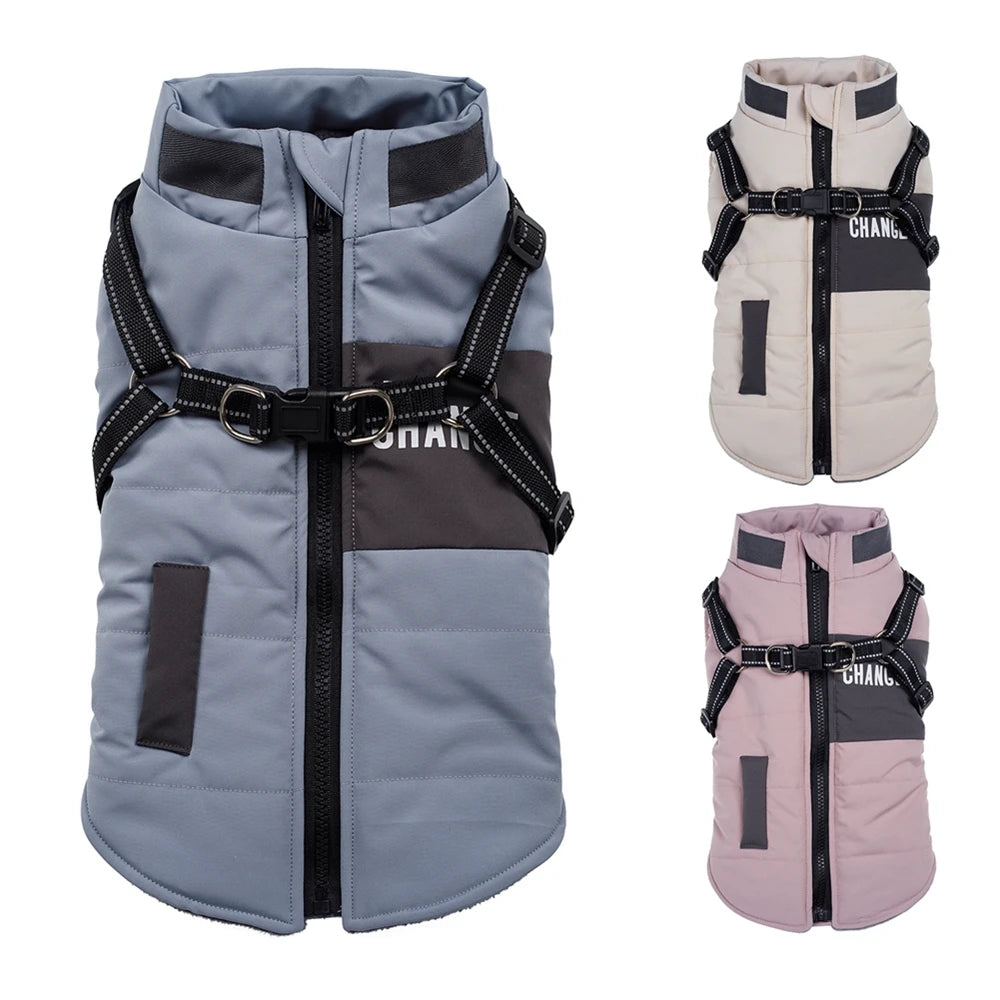 Pet Dog Jacket With Harness 
Winter Dog Clothes For Small Large Dogs 
Warm Waterproof  Coat Chihuahua