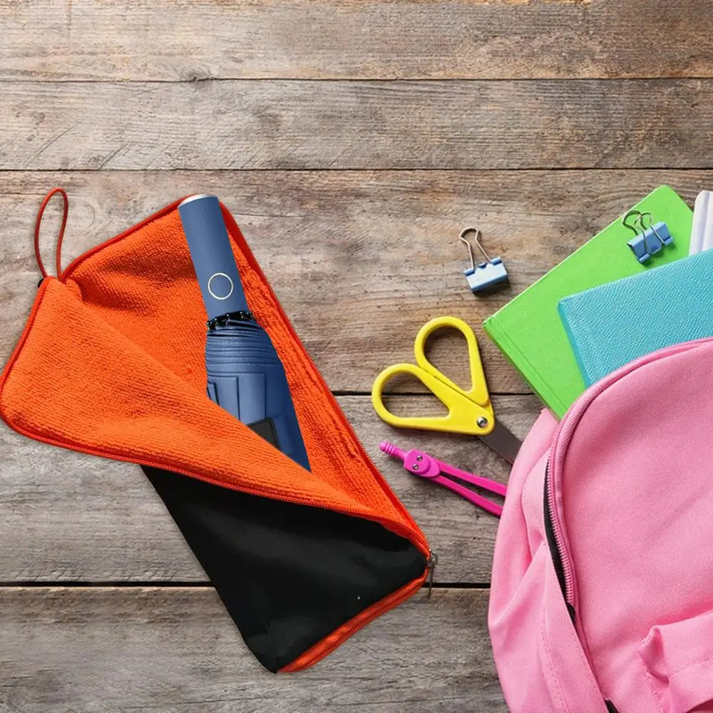 Folding Umbrella Bag Wet Umbrella Bags with Zipper Chenille Quick-Drying Umbrella Bag Durable Hand Towels for Cars Home
