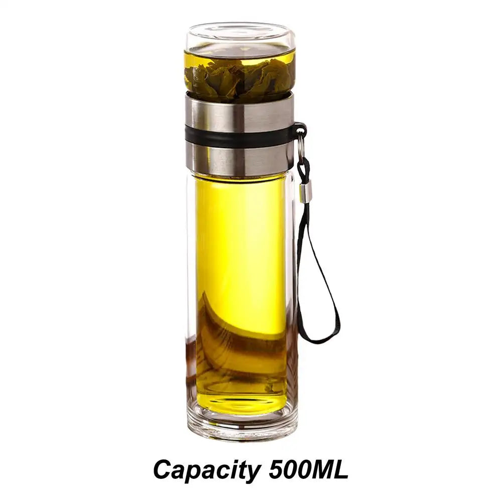 Tea Water Bottle High Borosilicate Glass Double Layer Tea Water Cup Infuser Tumbler Drinkware Water Bottle With Tea Filter