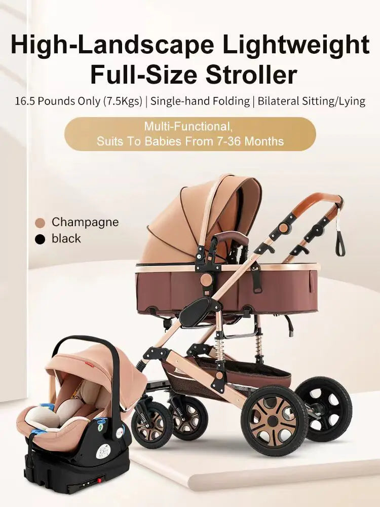 Baby Stroller Combo Car Seat, Travel System with Isofix Base,
Baby Carriage 3in1 Reversible Foldable Standard Stroller