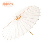 White Paper Parasol for Wedding Photo Cosplay Prop DIY Umbrella for Bridal Baby Shower Party 60cm 80cm 10/15/20/30/50/100Pcs