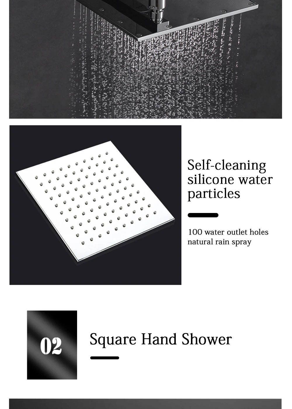 Black Concealed Shower System
Rain Waterfall Bathroom Embedded Shower Faucet Set with Tub Spout