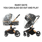PU Leather Baby Stroller 2 in 1 Travel System 
High Landscape Portable Baby Pram
Newborns Aluminum Frame Baby Carriage