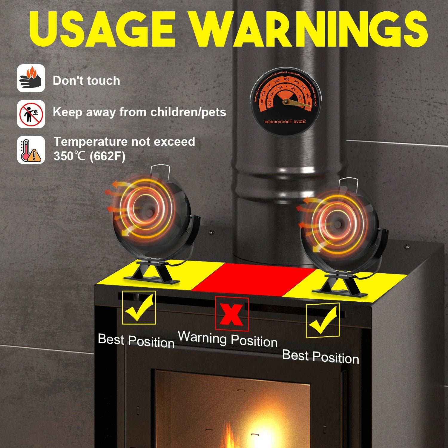 360° Rotating Stove Fan 
Heat Powered Fireplace Fan
Log Wood Burner Eco-fan Quiet Fireplace Fan Home Winter Warm Heat