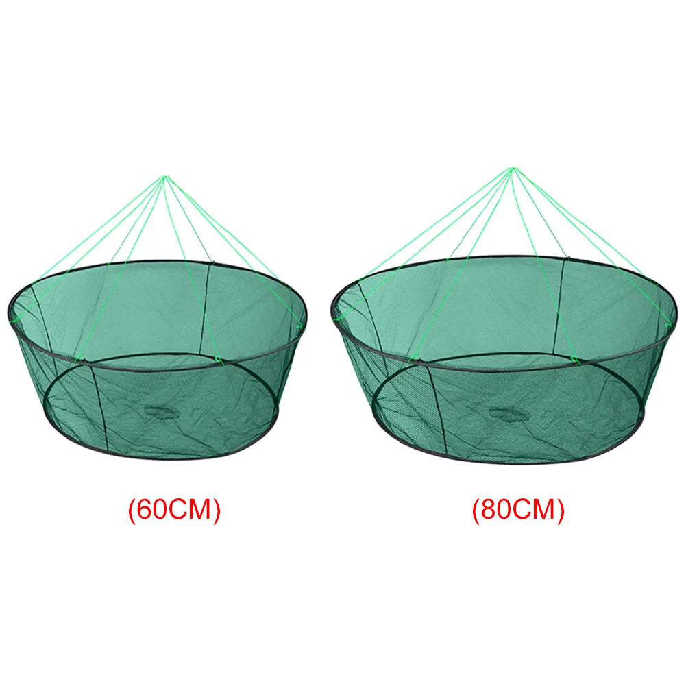 Portable Foldable Fish Net 
Folded  Mesh.   Baits Trap Cast,  Crab , Shrimp , Cage