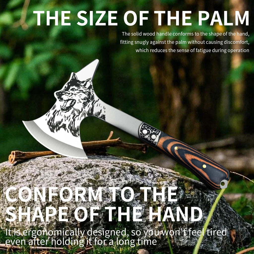 High Hardness Stainless Steel Survival Axe .  
Multi-function Outdoor Camping Tactical Wolf-head Axe.
Hunting Tools , Portable Tomahawk