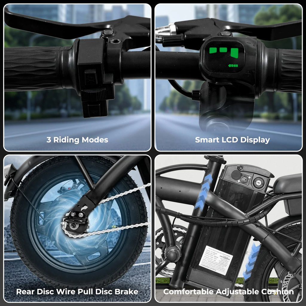 Adult Electric Bike, 20 MPH,    560W Motor,48V Removable Battery,
14inch Folding Maximum 32 Miles,1Year Warranty Ebike