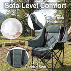Camping Chair for Adults . Heavy Duty . 400 lbs Padded Folding Chair 
with Wine Glass Holder, 2 Cup Holders amp Side Pockets,