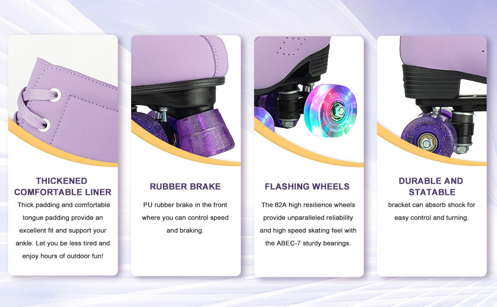 Size 35-45 Double Row Roller Skates 4 Wheels Flashing Skate Shoes For Women Girls Adult Outdoor Skating Training Quad Sneakers