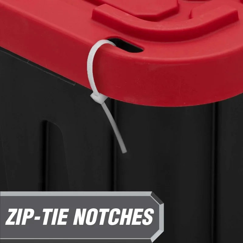 (6 pack/ 4pack) Hyper Tough Large Storage Bin, 27 Gallon Plastic Storage Container with Snap-On Lid, Black and Red