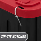 (6 pack/ 4pack) Hyper Tough Large Storage Bin, 27 Gallon Plastic Storage Container with Snap-On Lid, Black and Red