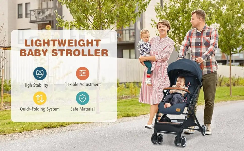 Lightweight Baby ,infant toddler Stroller, 
Compact Travel for Airplane,
 w/ 5-Point Harness, Adjustable Backrest