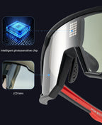ROCKBROS Smart LCD Photochromic Glasses Cycling Polarized Glasses UV400 Electronic Rapid Color Change Sports Bicycle Goggles