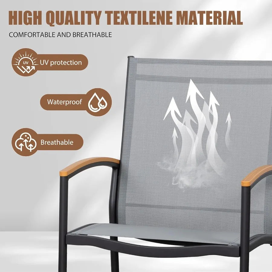 3 Piece Outdoor Rocking Bistro Set . 
Textilene Fabric , Small  table 
Patio Furniture Set , for Front Porch