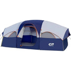 8-Person Weatherproof Camping Tent with 5 Mesh Windows, Double Layer, Divided Rooms, Portable and Easy to Carry