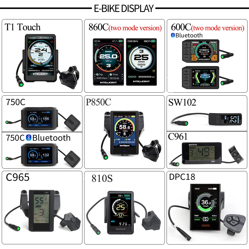 Bafang LCD Color Display Instrument 36V 48V 52V P860C 860C P850C 600C C965 DPC18 BF-UART Protocol Bluetooth 750W Motor E-bike