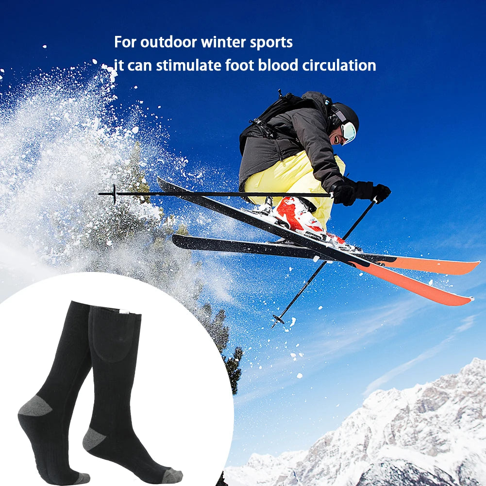 1Pair Winter Heated Socks Anti Slip 
Battery Powered 
Cold-Proof  Heating Warm Long Socks For Outdoor Skiing Hiking