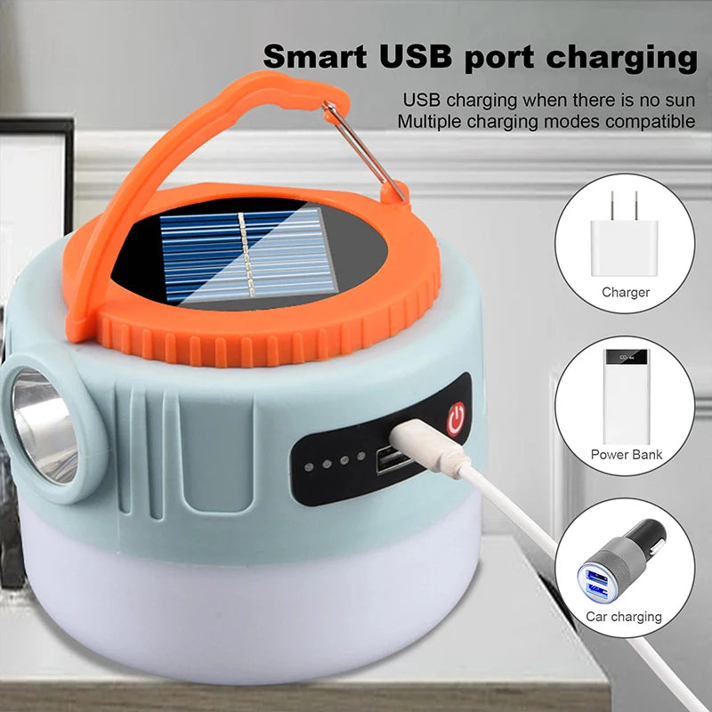 Outdoor Solar Camping Light 
High Power Work Light
LED Flashlight - Emergency Power Bank , Tent Hanging Lamp
