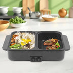 Hot Pot Electric Grill .   2 In 1 Indoor,  Non-Stick Electric Pot & Griddle.
For Bbq,Steaks,Independent Dual Temperature Control 1200W
