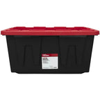 (6 pack/ 4pack) Hyper Tough Large Storage Bin, 27 Gallon Plastic Storage Container with Snap-On Lid, Black and Red