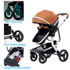 Baby Stroller High-Land scape Baby Carriage 
Adjust Position for Infant Toddler Portable
Folding Pram Reversibale Stroller 2in1