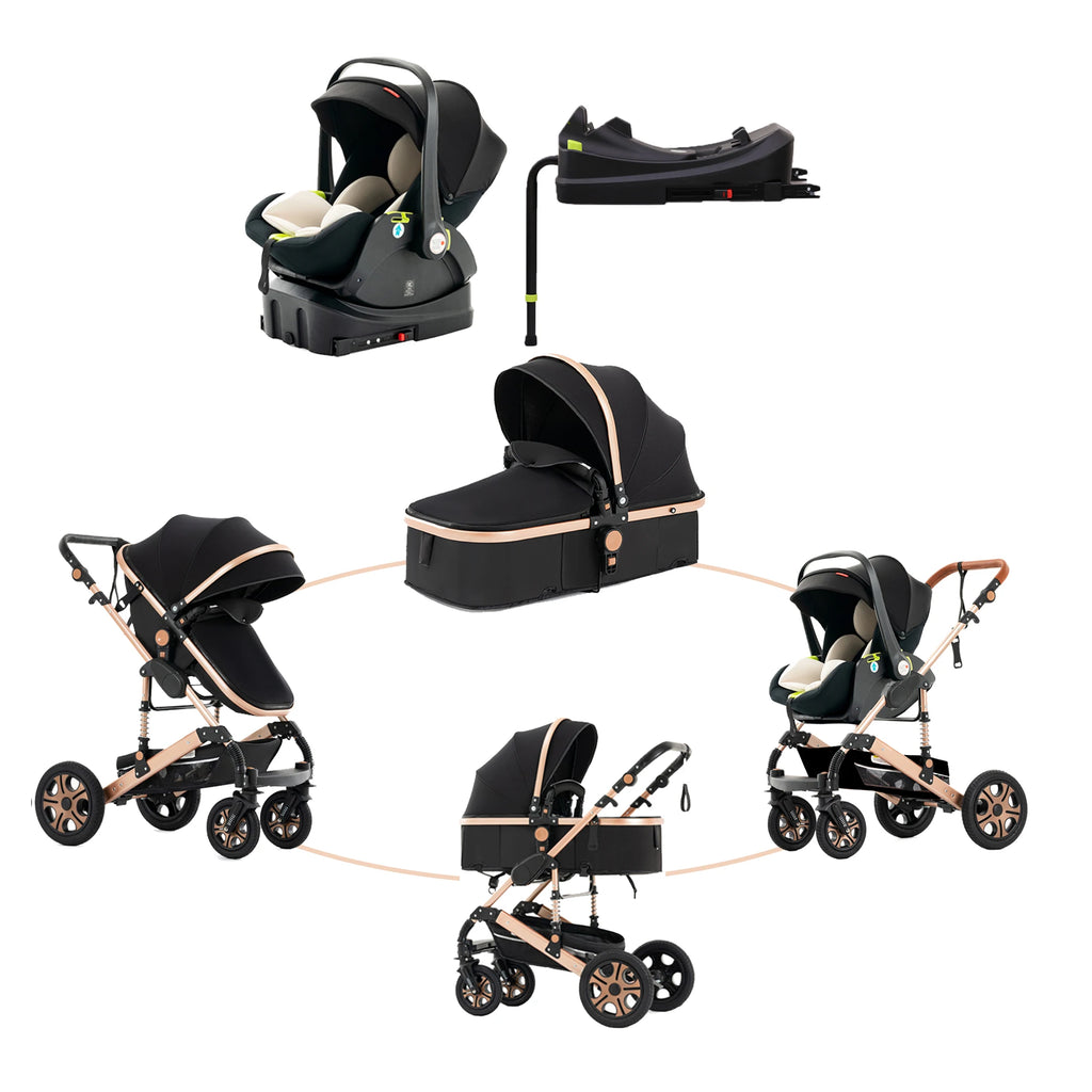 Baby Stroller Combo Car Seat, Travel System with Isofix Base,
Baby Carriage 3in1 Reversible Foldable Standard Stroller
