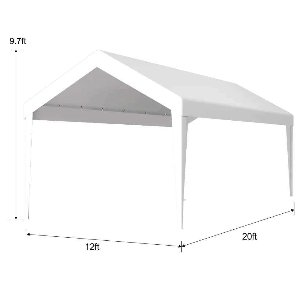 12x20ft Carport Replacement Canopy Cover, Protected Tarp with 76 Elastic Buckles Suit for Garage Shelter, Frame is Not Included