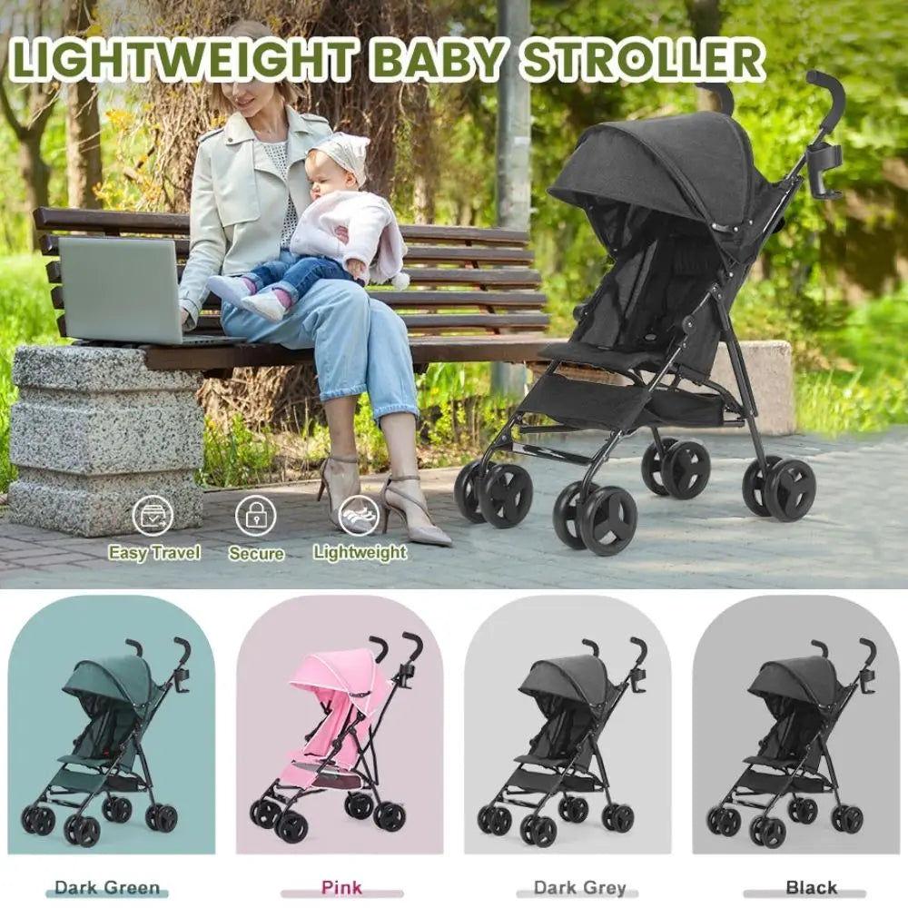 Umbrella Stroller, Lightweight Compact Foldable Baby Stroller 
for Travel, Easy One-Hand Fold, Multi-Position Canopy