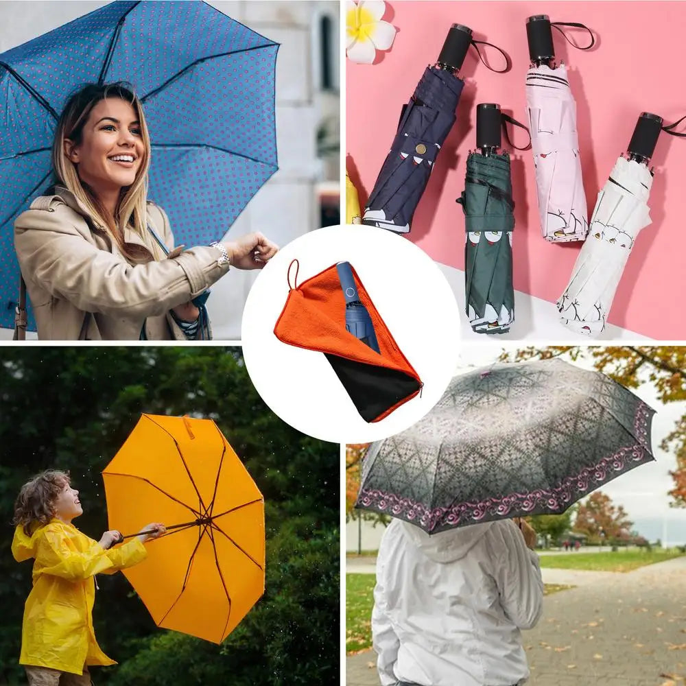 Folding Umbrella Bag Wet Umbrella Bags with Zipper Chenille Quick-Drying Umbrella Bag Durable Hand Towels for Cars Home