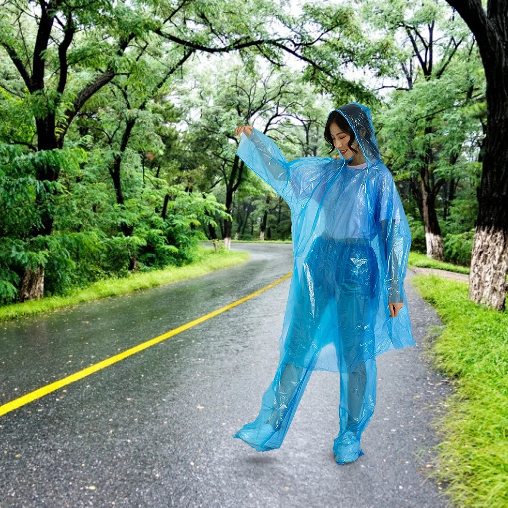 Disposable Raincoat Adult Emergency Waterproof , 
Hiking , Camping Hood Clothes Covers  Poncho Pants